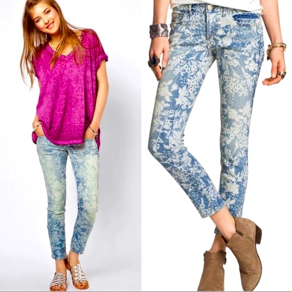 🌺🎉HP🎉🌺 NWOT Free People Hawaiian Floral Print Skinny Jeans - Picture 4 of 15
